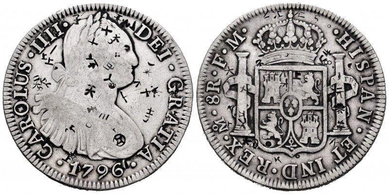 Charles IV (1788-1808). 8 reales. 1796. México. FM. (Cal-959 var). Ag. 26,58 g. ...