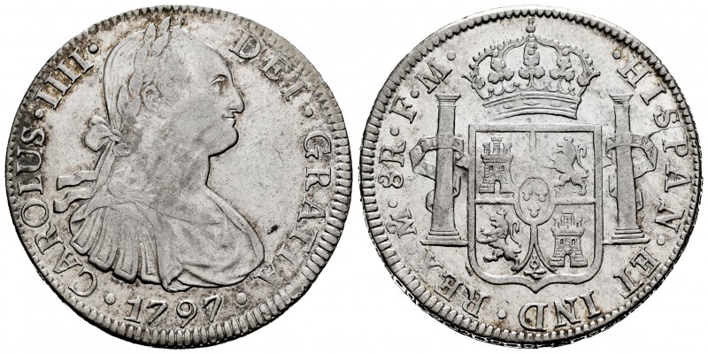 Charles IV (1788-1808). 8 reales. 1797. México. FM. (Cal-960). Ag. 27,00 g. With...