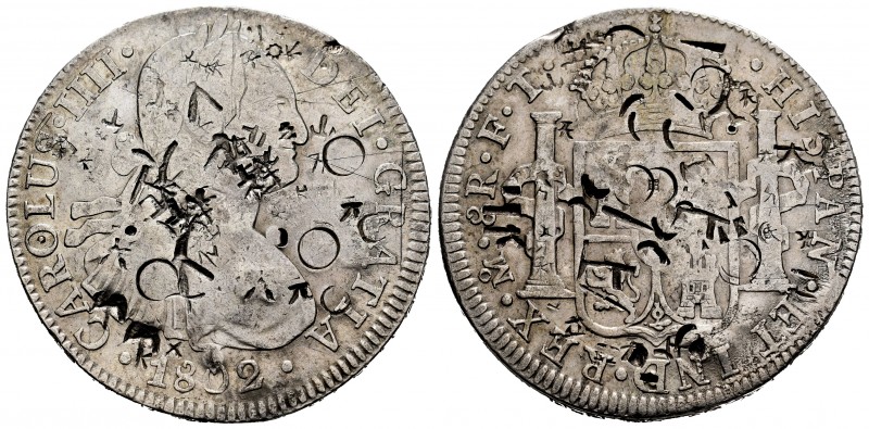 Charles IV (1788-1808). 8 reales. 1802. México. FT. (Cal-975). Ag. 26,60 g. Mult...