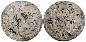 Charles IV (1788-1808). 8 reales. 1802. México. FT. (Cal-975). Ag. 26,60 g. Multiple Chinese counterstamps. Almost VF. Est...80,00. 

SPANISH DESCRIPT...