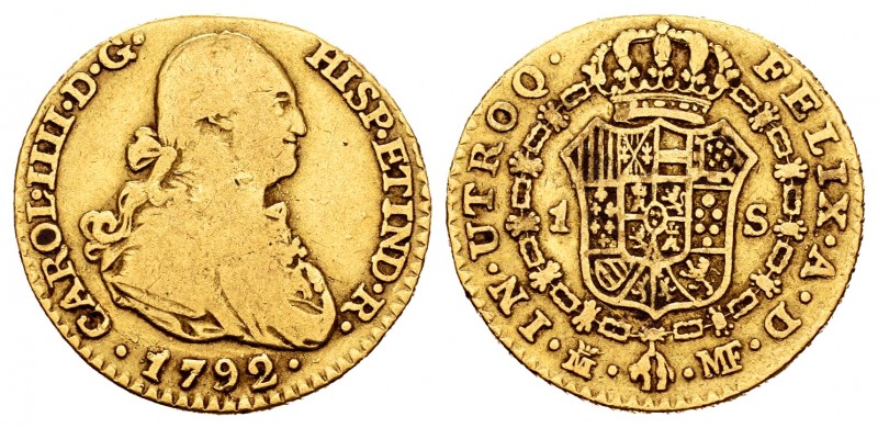 Charles IV (1788-1808). 1 escudo. 1792. Madrid. MF. (Cal-1109). Au. 3,30 g. Choi...