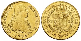 Charles IV (1788-1808). 2 escudos. 1795. Madrid. MF. (Cal-1285). Au. 6,80 g. Choice VF. Est...320,00. 

SPANISH DESCRIPTION: Carlos IV (1788-1808). 2 ...