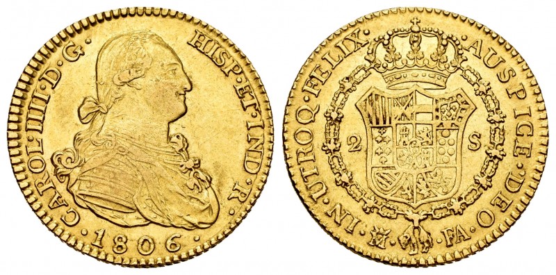 Charles IV (1788-1808). 2 escudos. 1806. Madrid. FA. (Cal-1314). Au. 6,67 g. Cho...