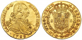 Charles IV (1788-1808). 8 escudos. 1788. Madrid. MF. (Cal-1617). Au. 27,06 g. First year. Knocks. Rare. Choice VF/Almost XF. Est...1600,00. 

SPANISH ...