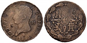 Joseph Napoleon (1808-1814). 8 maravedis. 1811. Segovia. (Cal-2). Ae. 11,22 g. Choice F. Est...65,00. 

SPANISH DESCRIPTION: José Napoleón (1808-1814)...