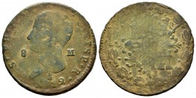Joseph Napoleon (1808-1814). 8 maravedis. 1812. Segovia. (Cal-5). Ae. 10,84 g. F. Est...45,00. 

SPANISH DESCRIPTION: José Napoleón (1808-1814). 8 mar...