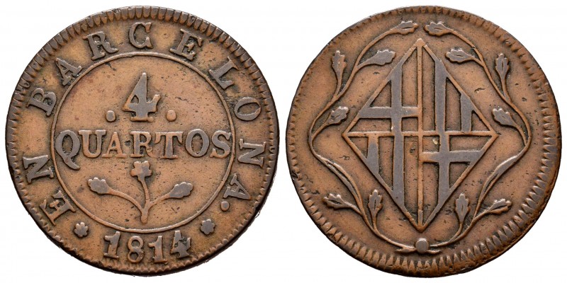 Joseph Napoleon (1808-1814). 4 quartos. 1814. Barcelona. (Cal-22). Ae. 9,45 g. S...