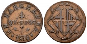 Joseph Napoleon (1808-1814). 4 quartos. 1814. Barcelona. (Cal-22). Ae. 9,45 g. Scarce. Almost VF. Est...35,00. 

SPANISH DESCRIPTION: José Napoleón (1...