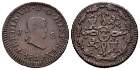 Ferdinand VII (1808-1833). 2 maravedis. 1819. Jubia. (Cal-133). Ae. 3,01 g. Choice VF. Est...40,00. 

SPANISH DESCRIPTION: Fernando VII (1808-1833). 2...