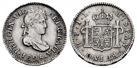 Ferdinand VII (1808-1833). 1/2 real. 1825. Potosí. JL. (Cal-442). Ag. 1,66 g. Choice VF. Est...75,00. 

SPANISH DESCRIPTION: Fernando VII (1808-1833)....