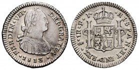 Ferdinand VII (1808-1833). 1 real. 1813. Santiago. FJ. (Cal-673). Ag. 3,31 g. Scarce in this grade. Choice VF. Est...175,00. 

SPANISH DESCRIPTION: Fe...