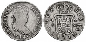 Ferdinand VII (1808-1833). 2 reales. 1814. Cataluña, minted in Mallorca. SF. (Cal-769). Ag. 5,87 g. Scarce. Almost VF. Est...120,00. 

SPANISH DESCRIP...