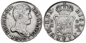 Ferdinand VII (1808-1833). 2 reales. 1812. Madrid. IJ. (Cal-823). Ag. 5,72 g. Naked bust. Cleaned. Scarce. Choice VF. Est...90,00. 

SPANISH DESCRIPTI...