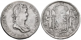 Ferdinand VII (1808-1833). 8 reales. 1821. Guadalajara. FS. (Cal-1211). Ag. 26,91 g. One fleur de lis above and two below on the escutcheon of Borbone...