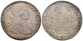 Ferdinand VII (1808-1833). 8 reales. 1809. México. TH. (Cal-1308). Ag. 26,95 g. VF. Est...75,00. 

SPANISH DESCRIPTION: Fernando VII (1808-1833). 8 re...