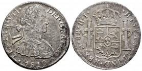 Ferdinand VII (1808-1833). 8 reales. 1810. México. HJ. (Cal-1314). Ag. 22,06 g. Corrosion from salt water immersion. Imaginary bust. Choice F/Almost V...