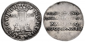 Elizabeth II (1833-1868). "Proclamation" medal. 1833. Mahon. (Ha-25). (Cru. Medallas-258). (Vives-752). Ag. 3,00 g. Scarce. Choice VF. Est...80,00. 

...