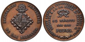 Elizabeth II (1833-1868). Medal. 1860. Mallorca. (Cru-592a). Anv.: Escudo central, alrededor: Diputación provincial de las Baleares
 . Rev.: En el cen...