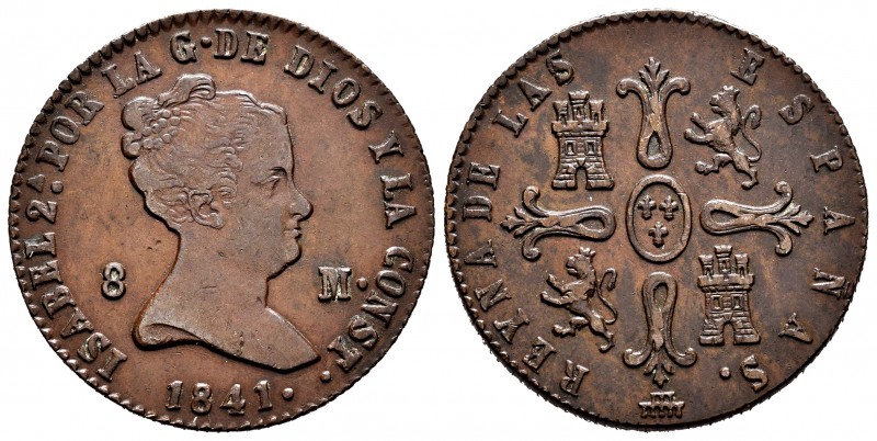 Elizabeth II (1833-1868). 8 maravedis. 1841. Segovia. (Cal-127). Ae. 10,21 g. Ch...