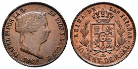 Elizabeth II (1833-1868). 10 centimos de real. 1860. Segovia. (Cal-176). Ae. 3,82 g. Original luster. AU/Almost UNC. Est...60,00. 

SPANISH DESCRIPTIO...