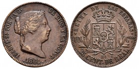 Elizabeth II (1833-1868). 25 centimos de real. 1864. Barcelona. (Cal-182). Ae. 9,35 g. Choice VF. Est...60,00. 

SPANISH DESCRIPTION: Isabel II (1833-...