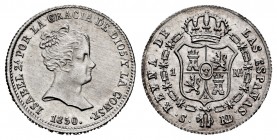 Elizabeth II (1833-1868). 1 real. 1850. Sevilla. RD. (Cal-317). Ag. 1,27 g. Attractive. Original luster. Almost UNC. Est...90,00. 

SPANISH DESCRIPTIO...