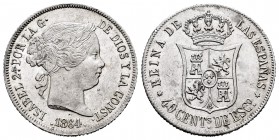 Elizabeth II (1833-1868). 40 centimos de escudo. 1864. Madrid. (Cal-499). Ag. 5,14 g. Original luster. AU. Est...150,00. 

SPANISH DESCRIPTION: Isabel...