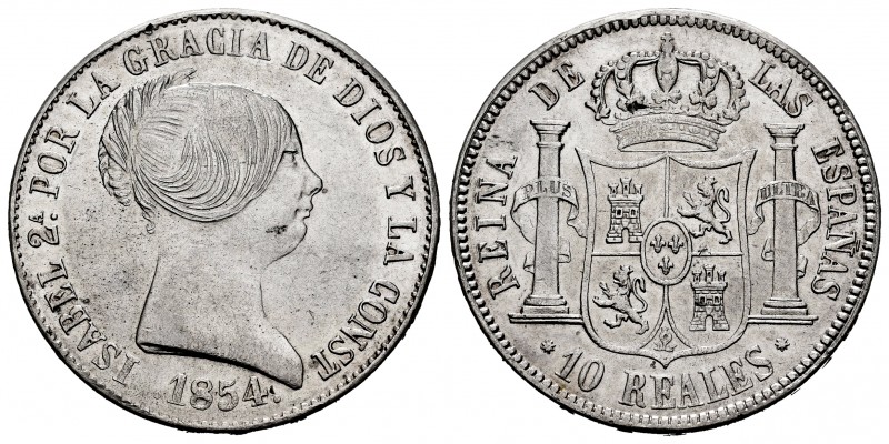 Elizabeth II (1833-1868). 10 reales. 1854. Barcelona. (Cal-509). Ag. 12,85 g. Al...