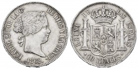 Elizabeth II (1833-1868). 10 reales. 1862. Madrid. (Cal-539). Ag. 12,90 g. Minor nicks on edge. Choice VF. Est...50,00. 

SPANISH DESCRIPTION: Isabel ...