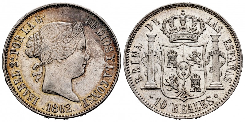 Elizabeth II (1833-1868). 10 reales. 1862. Madrid. (Cal-539). Ag. 13,06 g. Minor...