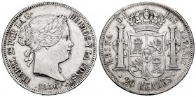 Elizabeth II (1833-1868). 20 reales. 1856. Madrid. (Cal-612). Ag. 25,76 g. Minor nicks. Cleaned. Choice VF. Est...100,00. 

SPANISH DESCRIPTION: Isabe...