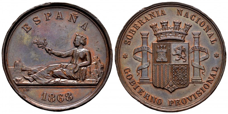 Provisional Government (1868-1871). Bronze medal. 1868. (Vq-14374). (Cal-35). Ae...