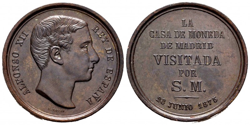 Alfonso XII (1874-1885). Medal. 1875. Ae. 18,07 g. Visit of Alfonso XII to the M...