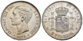 Alfonso XII (1874-1885). 5 pesetas. 1878*18-78. Madrid. DEM. (Cal-39). Ag. 25,02 g. Almost XF. Est...90,00. 

SPANISH DESCRIPTION: Alfonso XII (1874-1...