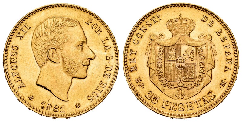 Alfonso XII (1874-1885). 25 pesetas. 1881*18-81. Madrid. MSM. (Cal-82). Au. 8,05...