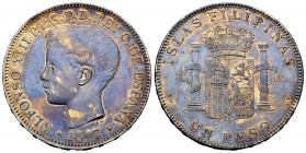 Alfonso XIII (1886-1931). 1 peso. 1897. Manila. SGV. (Cal-122). Ag. 25,14 g. Patina. XF. Est...75,00. 

SPANISH DESCRIPTION: Alfonso XIII (1886-1931)....