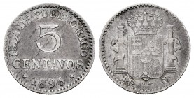 Alfonso XIII (1886-1931). 5 centavos. 1896. Puerto Rico. PGV. (Cal-124). Ag. 1,23 g. VF/Almost VF. Est...40,00. 

SPANISH DESCRIPTION: Alfonso XIII (1...