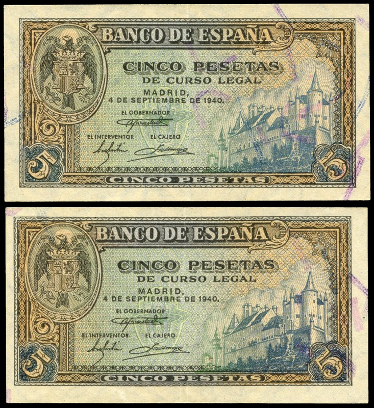 5 pesetas. 1940. Madrid. (Ed 2017-443a). September 4, Alcazar of Segovia. Serie ...