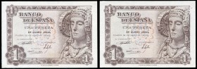 1 peseta. 1948. Madrid. (Ed 2017-457a). June 19, Lady of Elche. Serie H. Correlative pair. UNC. Est...20,00. 

SPANISH DESCRIPTION: 1 peseta. 1948. Ma...