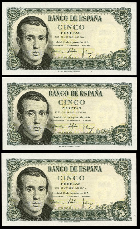 5 pesetas. 1951. Madrid. (Ed 2017). August 16, Jaime Balmes. Serie U. Correlativ...