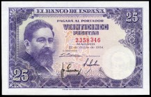 25 pesetas. 1954. Madrid. (Ed 2017-467). July 22, Isaac Albéniz. Without serie. Central bend. AU. Est...30,00. 

SPANISH DESCRIPTION: 25 pesetas. 1954...
