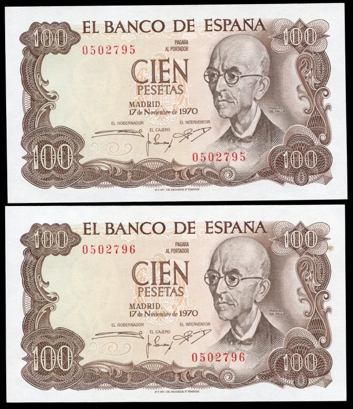 100 pesetas. 1970. Madrid. (Ed 2017-472). November 17, Manuel de Falla. Without ...