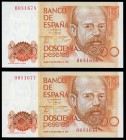 200 pesetas. 1980. Madrid. (Ed 2017-480). September 16, Leopoldo Alas "Clarín". Without serie. Correlative pair. UNC. Est...20,00. 

SPANISH DESCRIPTI...