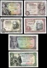 Ensemble of 12 spanish banknotes, 1 peseta 1943, 1948, 1951, 1953, 5 pesetas 1943, 1945, 1951, 1954, 25 pesetas 1946, 1954, 50 pesetas 1951 and 100 pe...