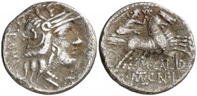 (hacia 117-116 a.C.). Gens Calidia. Denario. (Bab. 1) (Craw. 284/1a). 3,65 g. MBC-.