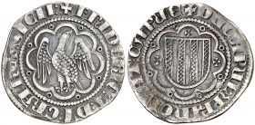 Frederic III de Sicília (1296-1337). Sicília. Pirral. (Cru.V.S. 568) (Cru.C.G. 2556) (MIR. 184). Rayitas por limpieza. 3,15 g. MBC-.
