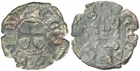 Gran Companyia Catalana (1311-1390). Atenes. Diner tipo tornès. (Cru.V.S. 747) (Cru.C.G. 2682). Cospel irregular. Escasa. 0,88 g. BC.