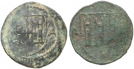 Castelló de Farfanya. Senyal. (Cru.L. 1446 y 1448) (Cru.C.G. 3692a y 3693). Lote de 2 monedas diferentes. BC/BC+.