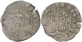 Enrique II (1368-1379). Segovia. Real de vellón de busto. (AB. 442). La leyenda del reverso comienza a las 9h del reloj. Escasa. 2,59 g. BC+.
