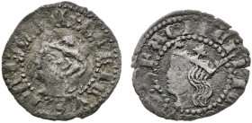 Enrique II (1368-1379). Sevilla. Cornado. (AB. 491). Lote de 2 monedas, bustos distintos. Ex Áureo 28/04/1999, nº 4303, como Enrique III. MBC-/MBC.